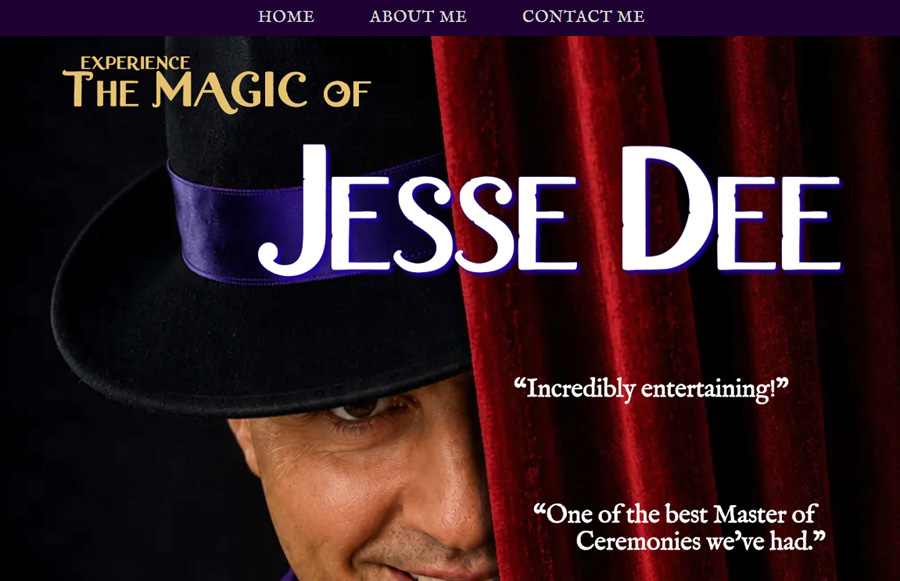 Jesse Dee website designed by Festive Faces