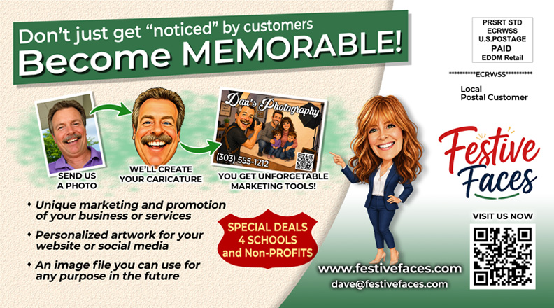 Example of a dedicated direct mail postcard